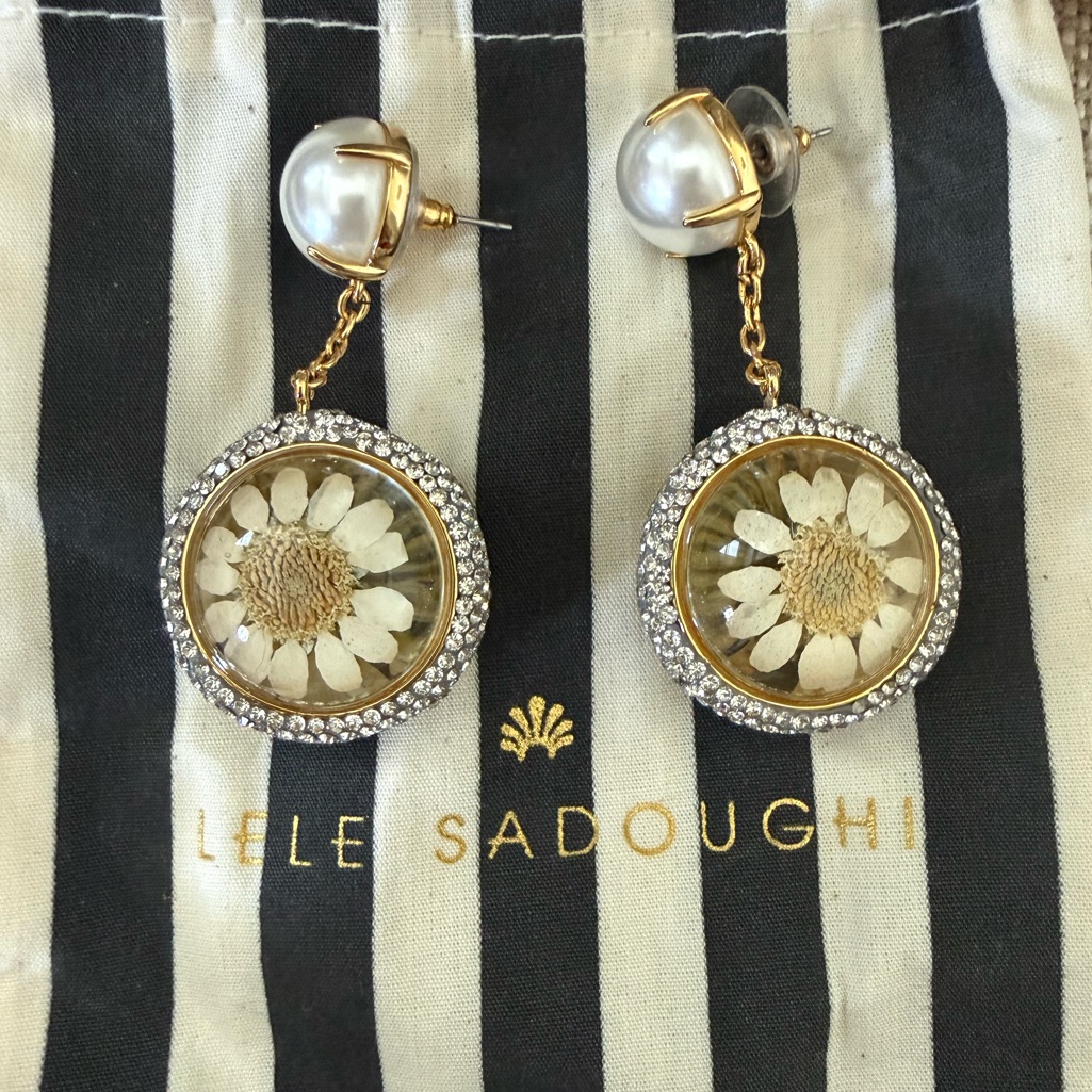 Lele Sadoughi Limited Edition Daisy Drop Earrings With Pearl Studs